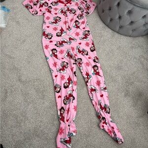 NWT Betty Boop Pink Footie Pajamas with Cartoon Print